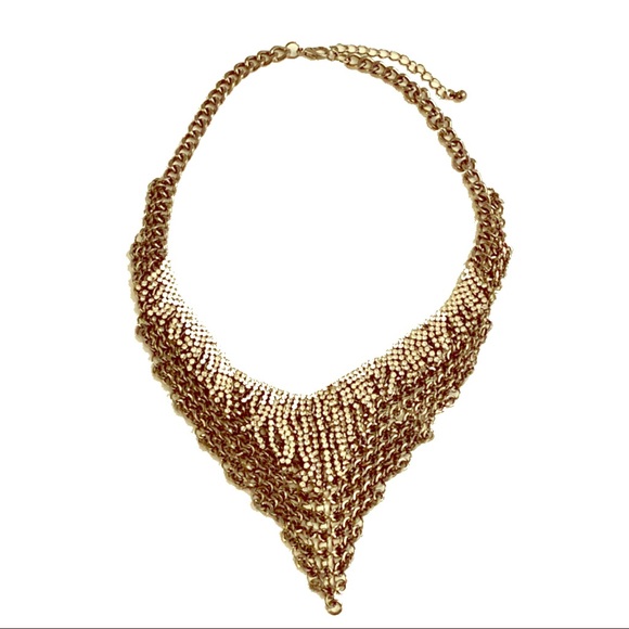 Crystal and Chain link bib statement necklace - Picture 1 of 7